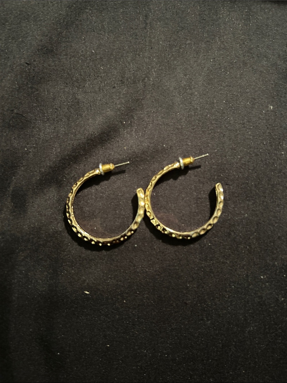 Gold Textured Hoop Earrings - Women Jewelry